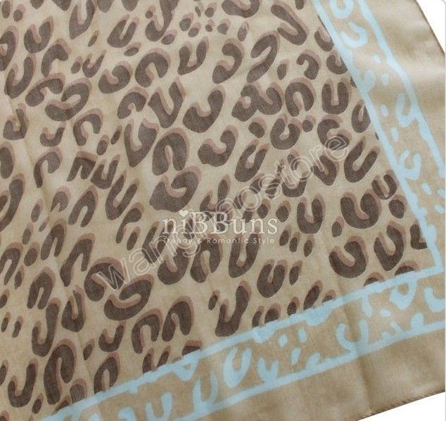 Blue 1.8M Large Animal Prints Leopard Wrap Stole Fahion Women Soft 