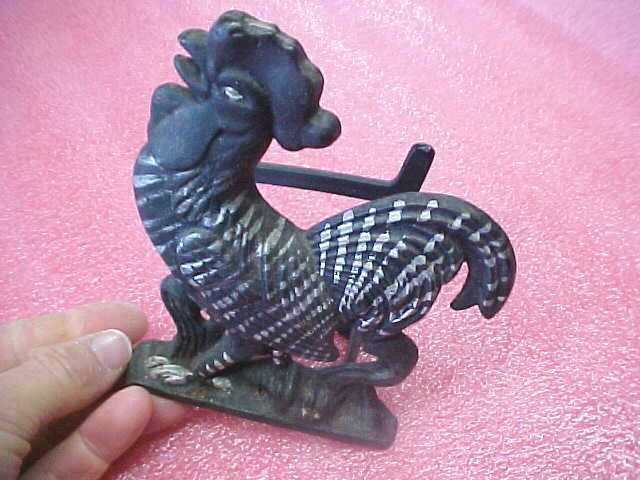 vintage cast iron rooster chicken napkin holder metal  