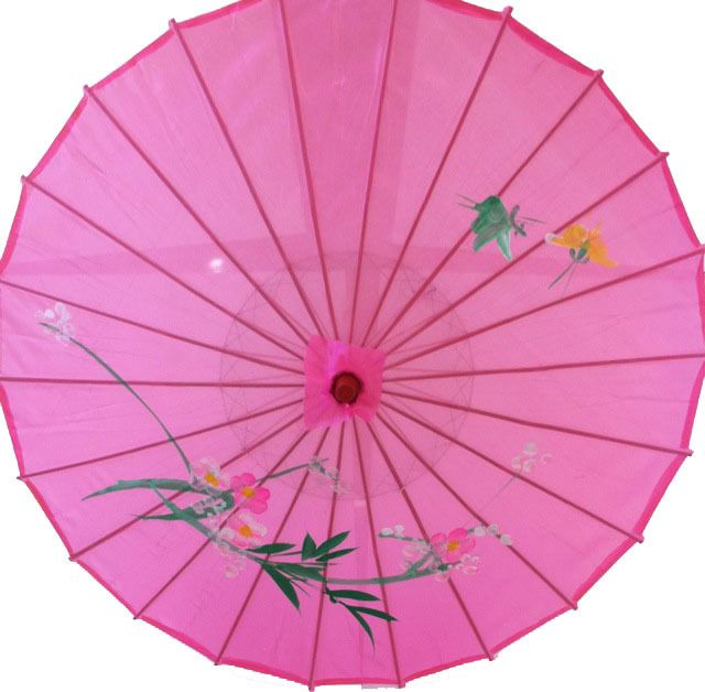 CHINESE JAPANESE PINK FABRIC PARASOL UMBRELLA  