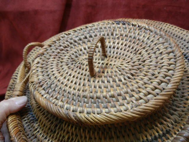 GREAT LARGE UNUSUAL WOVEN SEWING BASKET  