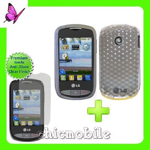 Screen Shield + WT TPU Gel Case Cover TRACFONE LG 800G  