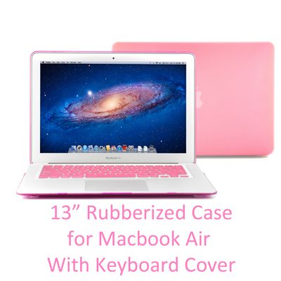 Pink Rubberized see through Macbook Air Hard Case Cover 13 with 