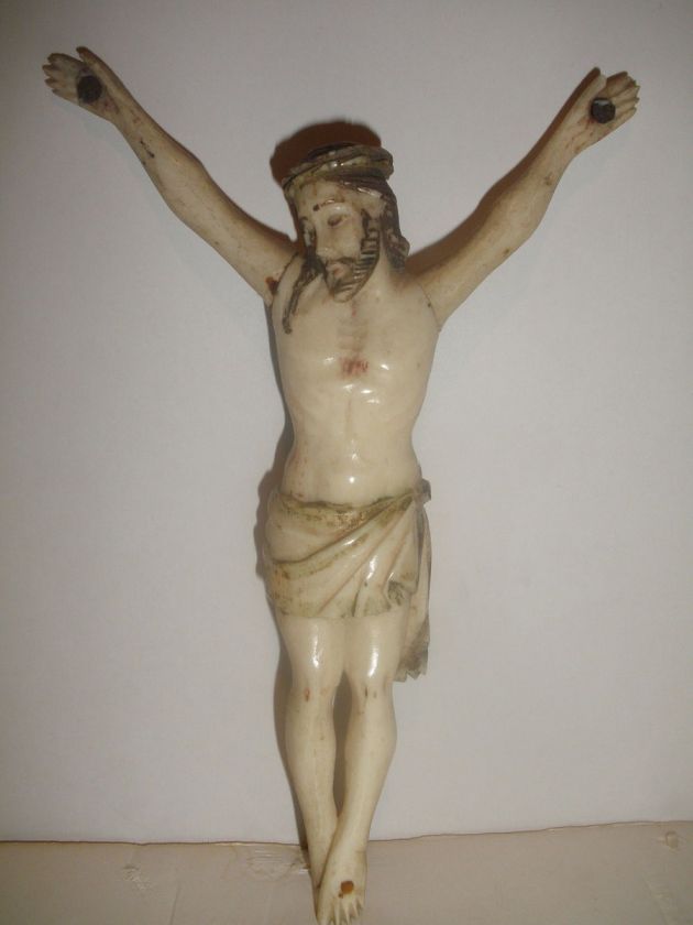   ANTIQUE CONTINENTAL 18/19thc faux IVORY JESUS FIGURE CHRISTO MORTO