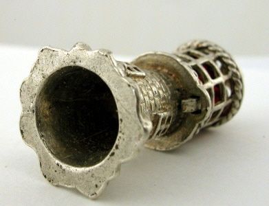 Vintage English Silver Sterling LIGHTHOUSE Charm RED CRYSTAL  