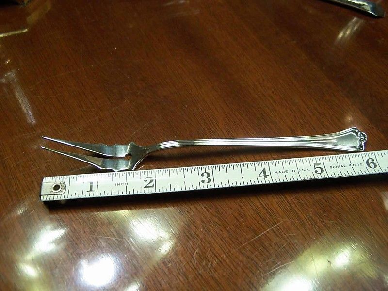 Sterling Silver Olive fork 2 tines hallmark M with eagle  