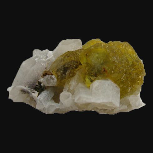 Yellow fluorite on quartz specimen from Orange River  