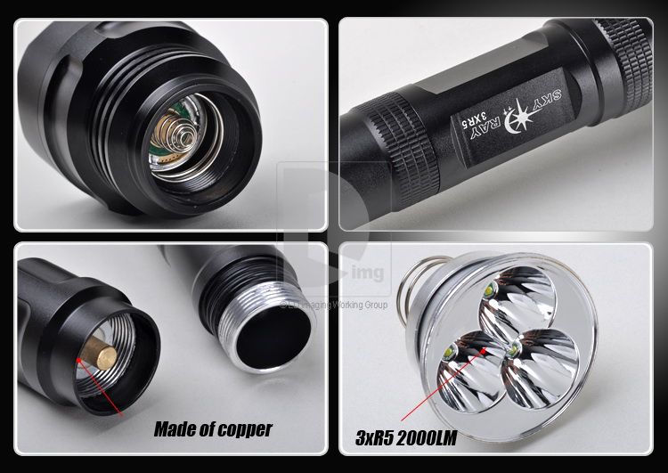 Latest 2000Lm 3x CREE XP G R5 Led Flashlight Torch 18650 Battery 