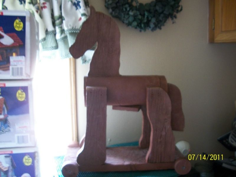 Handcrafted Barnwood Horse w Wheels Primitive Look 19  