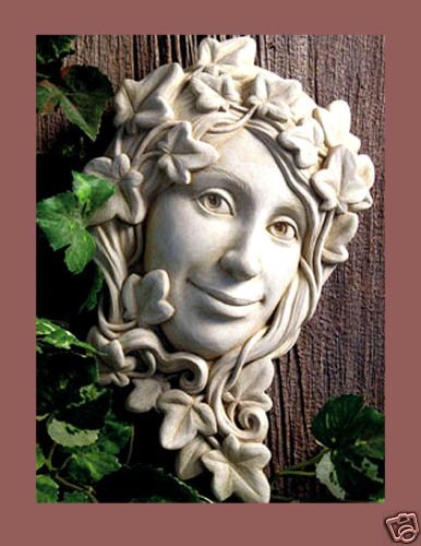 IVY VINE Cast Cement 10 OUTDOOR FACE Garden Plaque  