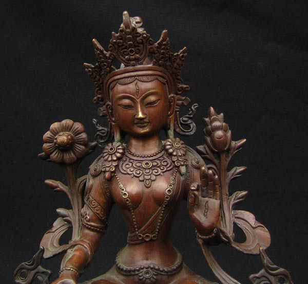 Old Tibetan Purple Bronze White Tara Statue Nepal  