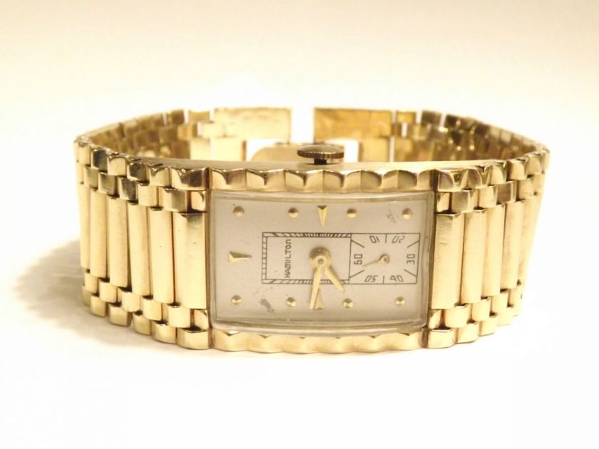 Hamilton 14k Solid Gold Case Bracelet MINT 982 Mens Deco  