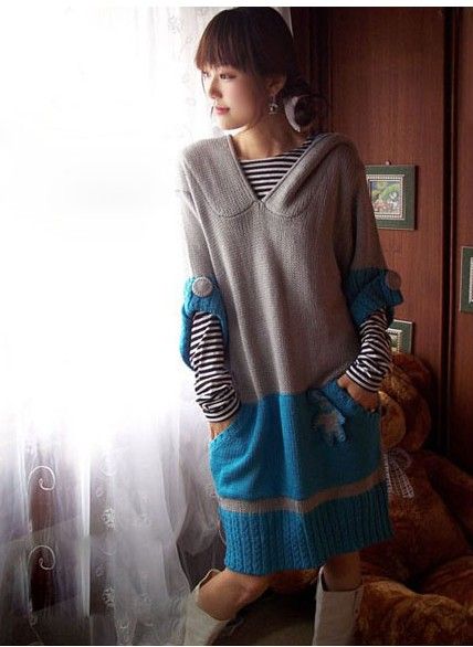 New Korea Sweety Rabbit Ear Hoodie Sweater Thick Long  