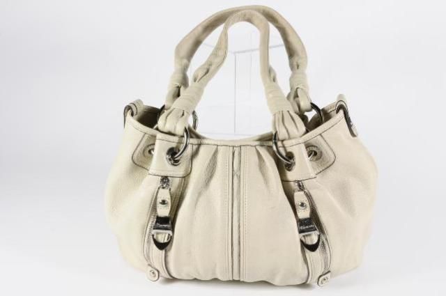 Makowsky Cream Off White Leather Zippers Shoulder Bag Hobo  