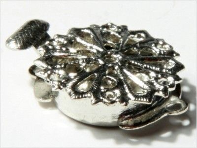 VTG CZECH GLASS SILVER T FLOWER FILIGREE NECKLACE CLASP  