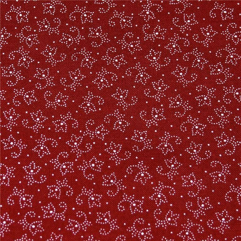 Henry Glass Cotton Fabric Sweet Redwork, Indigo Red BTY  