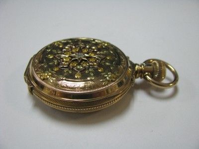 Elgin 14K Solid Gold Pocket Watch HC Blackhills Finish Year 1888 