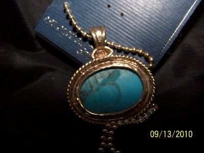 Sterling Silver w/Turquoise Beaded Chain Necklace NEW  
