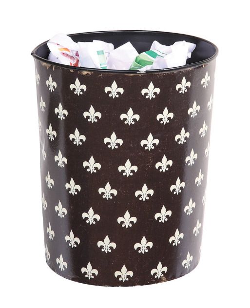   Fleur De Lis Metal WASTE BASKET Trash Can Paper NEW ORLEANS SAINTS