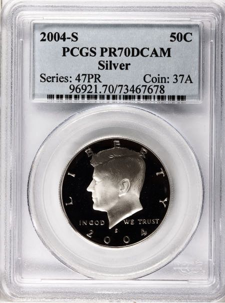 2004 S, PCGS PR 70 DCAM, SILVER, JFK HALF *HUGE DIS  