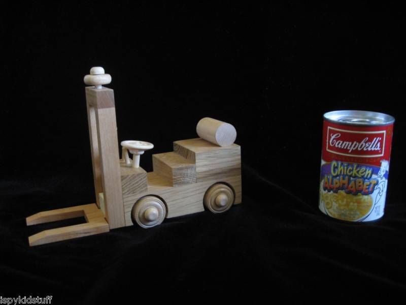 Constuction Wood Toy Forklift Truck Frontloader w CRATE  
