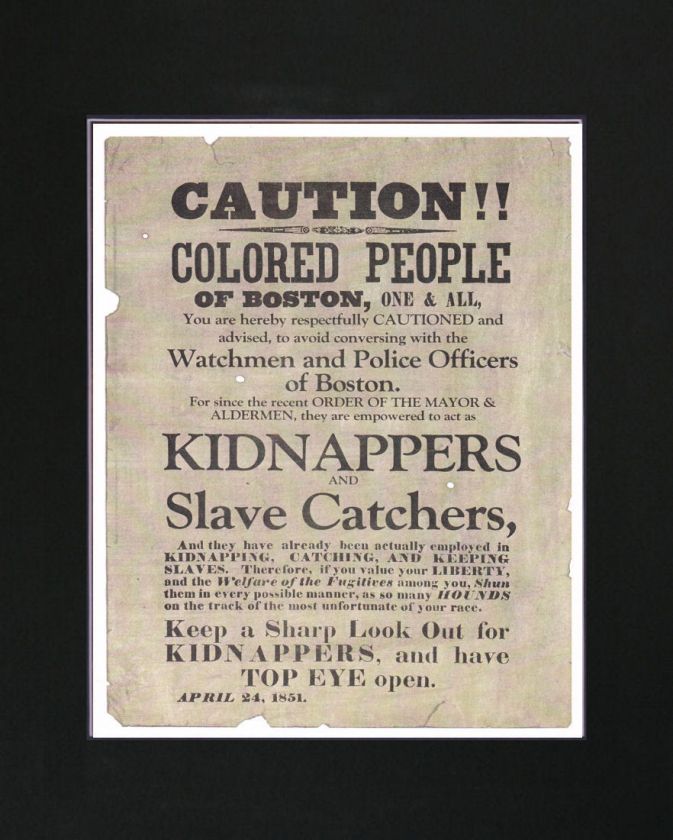 Colored People Boston 1851 Ad Slave Black Americana  