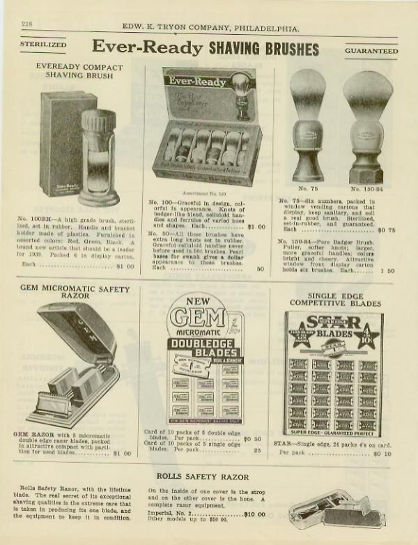   Page Ad Barbershop Supply Razor Strops Brushes Blades 1939  