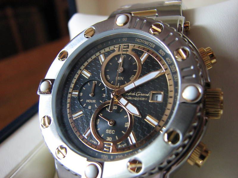 ANDRE GIROUD QUARTZ DATE CHRONOGRAPH RETAIL $500  