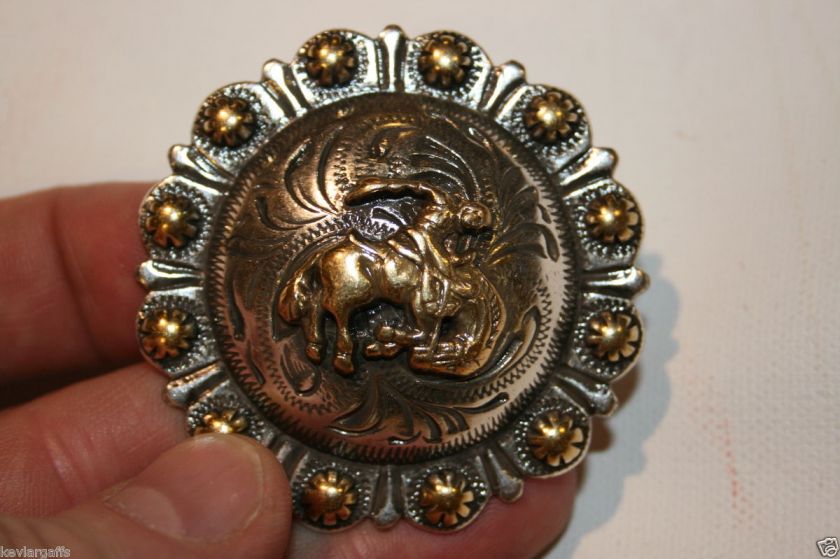 LARGE TEXAS Rodeo Bucking Bronco Horse Round Concho  