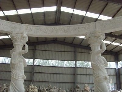 WORLD CLASS HAND CARVED MARBLE FIGURAL GAZEBO GZ12  