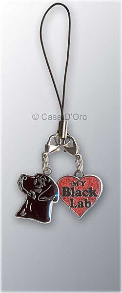 Black Lab Dog Cell Phone Antenna Dangle Charm  