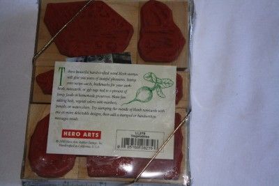   Wood Mounted Rubber Stamp NEW Sealed Lot 6 Vegetable Garden Asparagus