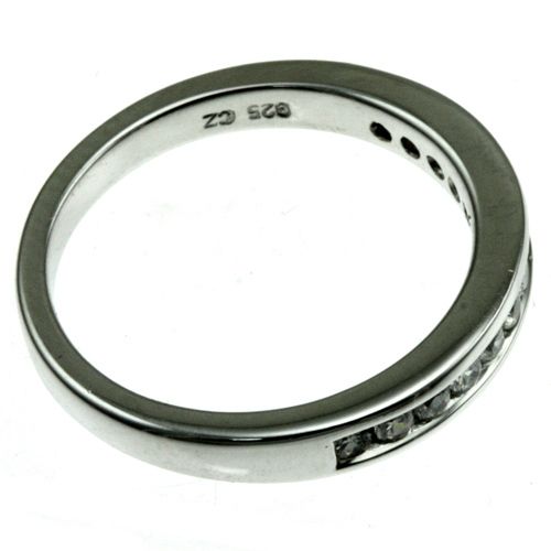 Sterling silver white CZ chanel set band style ring  