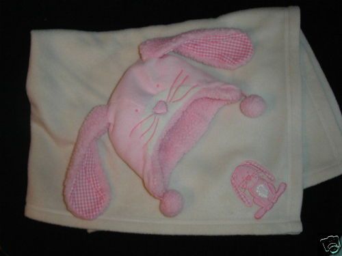 POTTERY BARN KIDS SeCuRiTY BLaNKeT PBK PiNK PLuSH BUNNY HAT  