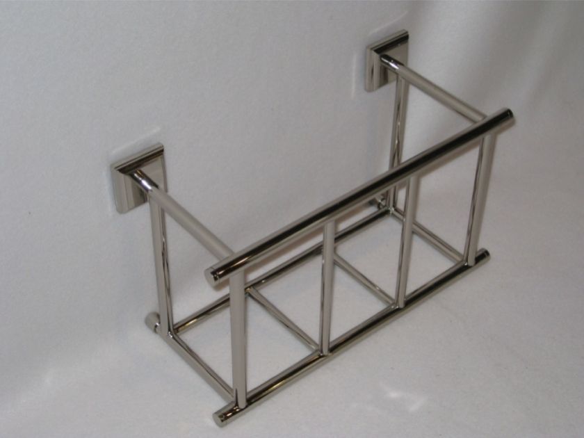 Pottery Barn Landon Magazine Rack Polished Nickel NEW  