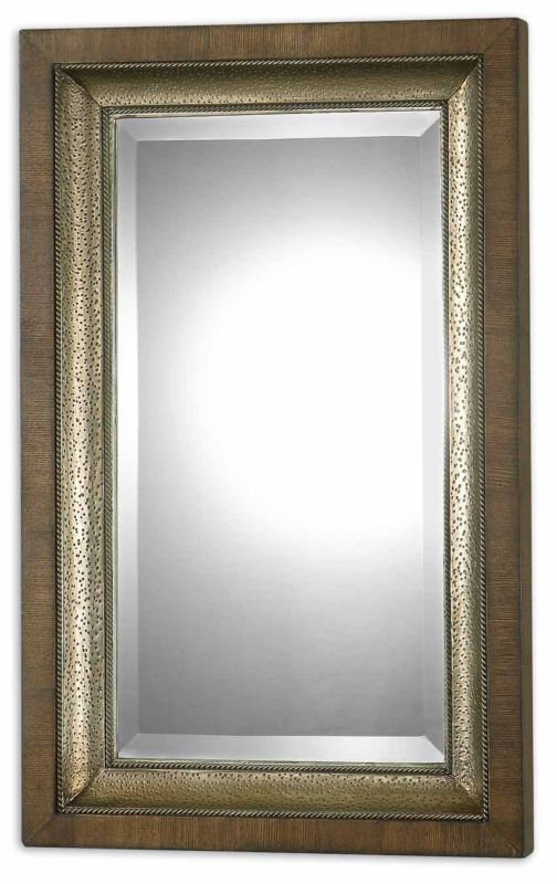 Aluminum Zebra Wood Rectangular Bathroom Dresser Mirror  