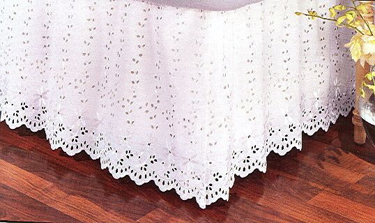 14 drop TWIN White Eyelet bedskirt with split corners  