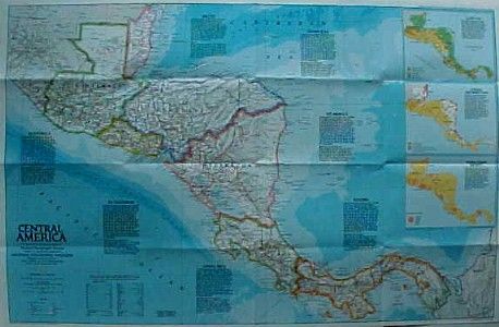 Map COSTA RICA BELIZE PANAMA Central America Maya Tikal Honduras 