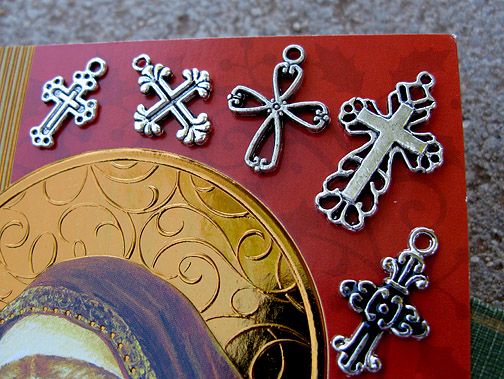 10 LOT Cross Crucifix Catholic Celtic Pendant Silver Charm Rosary 