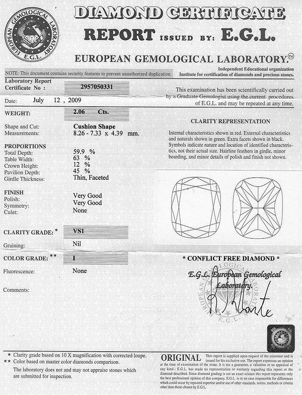   center diamond details natural diamond cushion cut 2 06 carats