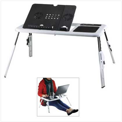 LAPTOP PC PORTABLE DESK FOLDING TABLE WORKSTATION w FAN  