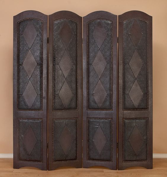 Elegant Antique Style Leather Divider/Screen  