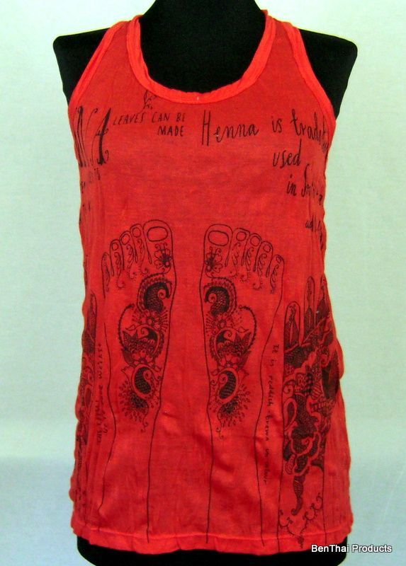 Henna Mehndi Tattoo Racer Back Tank TOP Shirt New Sz XL  