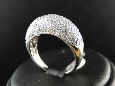   WHITE GOLD DIAMOND WEDDING 8 MM PAVE ROUND BAND DOME RING 1 CT  