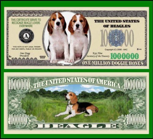 50 Factory Fresh Beagle Dog Million Dollar Bills  