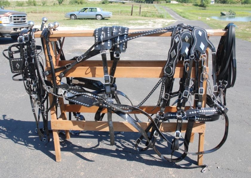 Amish made biothane draft horse team parade harness  