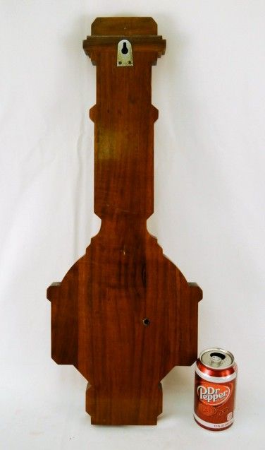 Antique C1920s English Burl Walnut Inlaid Barometer Thermometer 