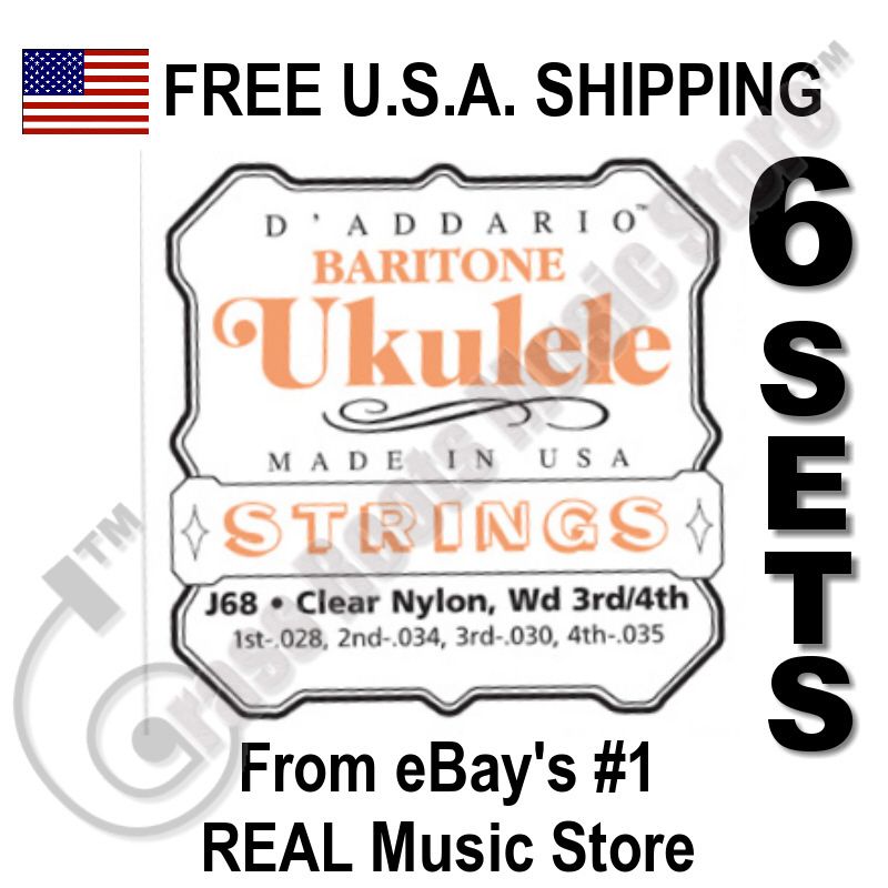 Sets DAddario CLEAR NYLON Baritone UKULELE STRINGS Wound G/D J68 