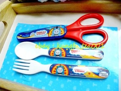 Thomas the Tank Engine Baby Kid Food Cutter Scissors + Flatware Spoon 