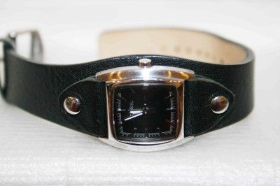 FOSSIL Black Dial & Genuine Leather Strap Silver accent Watch  