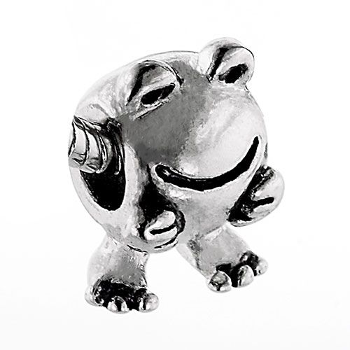   HAPPY FROG SILVER TONE EUROPEAN CHARM BEAD FOR BRACELET E44  